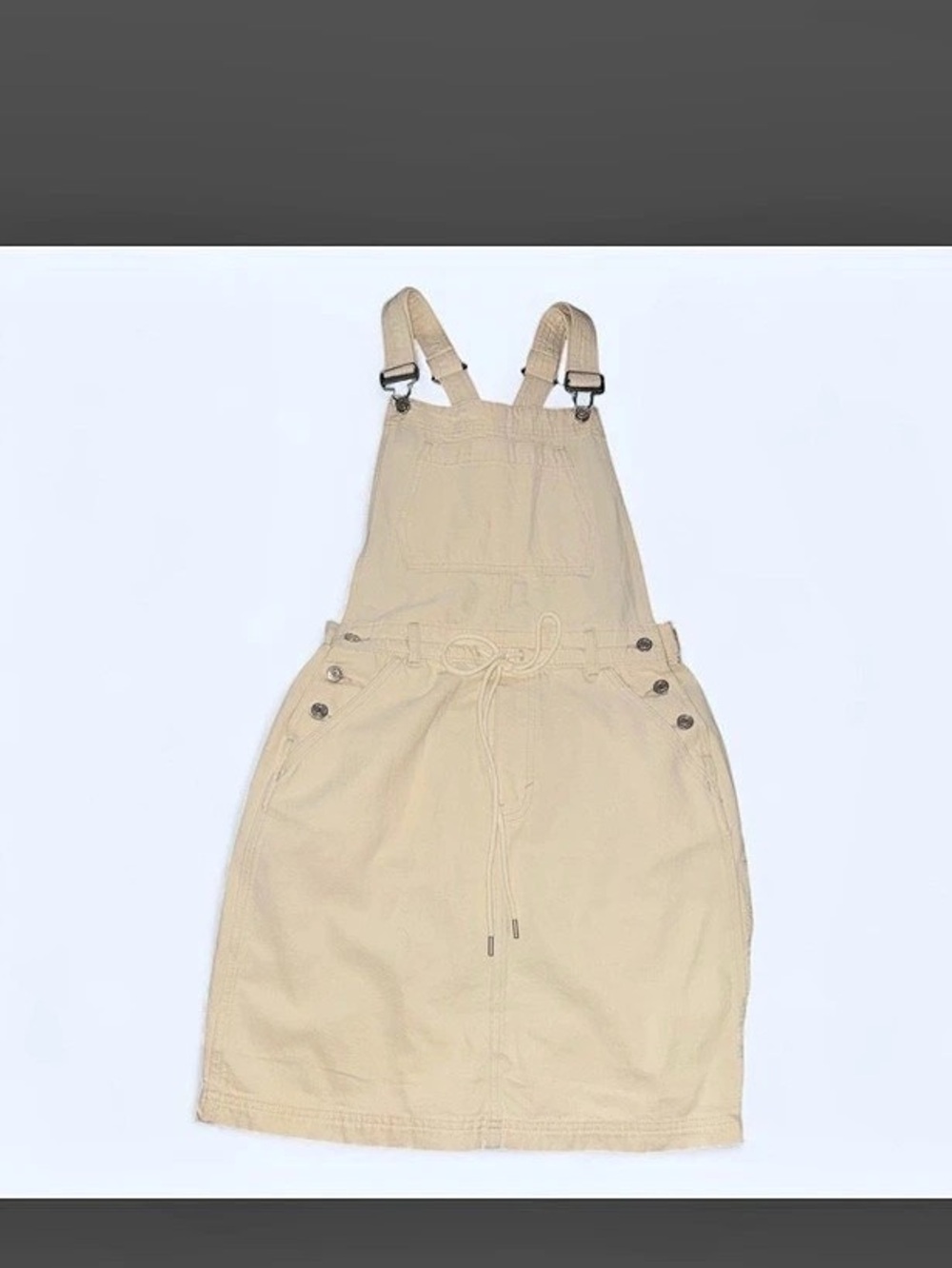 GAP Cotton Mini Overall Dress in Beige Size Medium